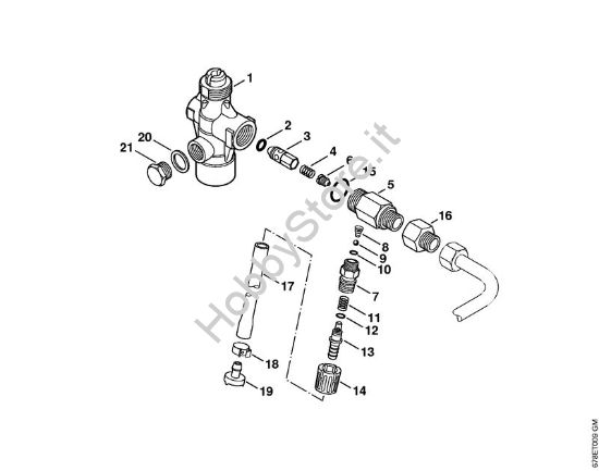 Unità  regolatrice di sicurezza, Valvola dosatrice Idropulitrice a benzina (RB) RB 402 della marca STIHL